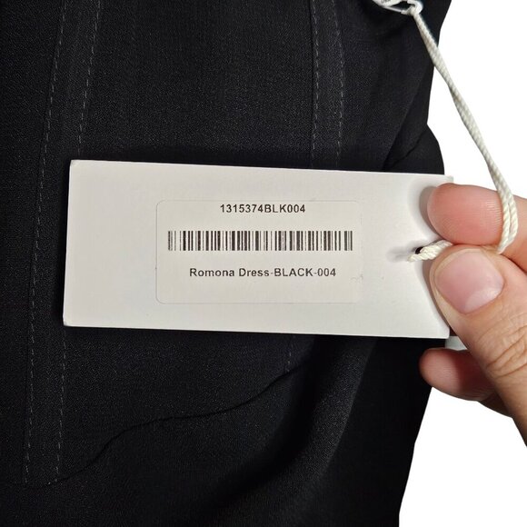 Reformation Romona Black Maxi Dress NWT Cut Out Halter‎ Smocked Open Back Size 4 - Picture 4 of 12